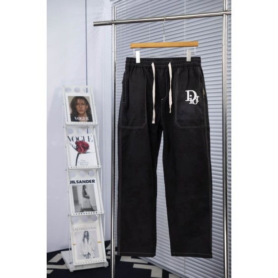 Dior Black Logo Contrast-Stitch Cargo Pants